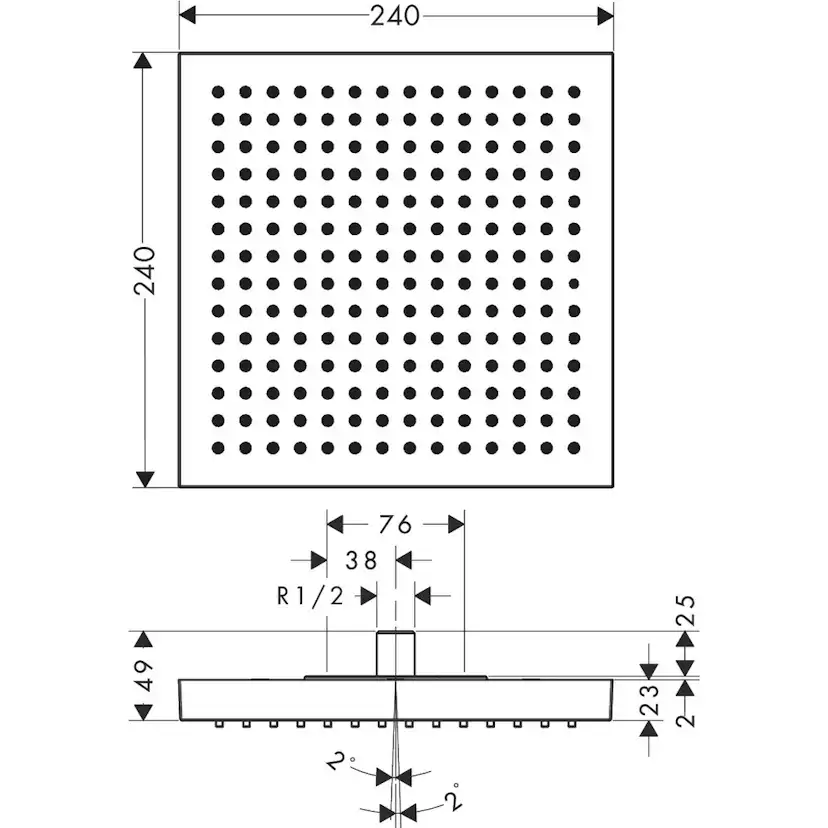Huvuddusch Axor Starck för Inbyggnad