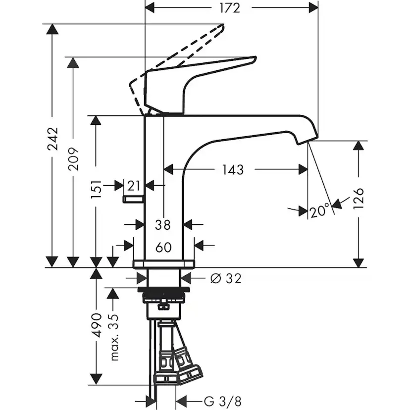 Tvättställsblandare Axor Citterio E 125