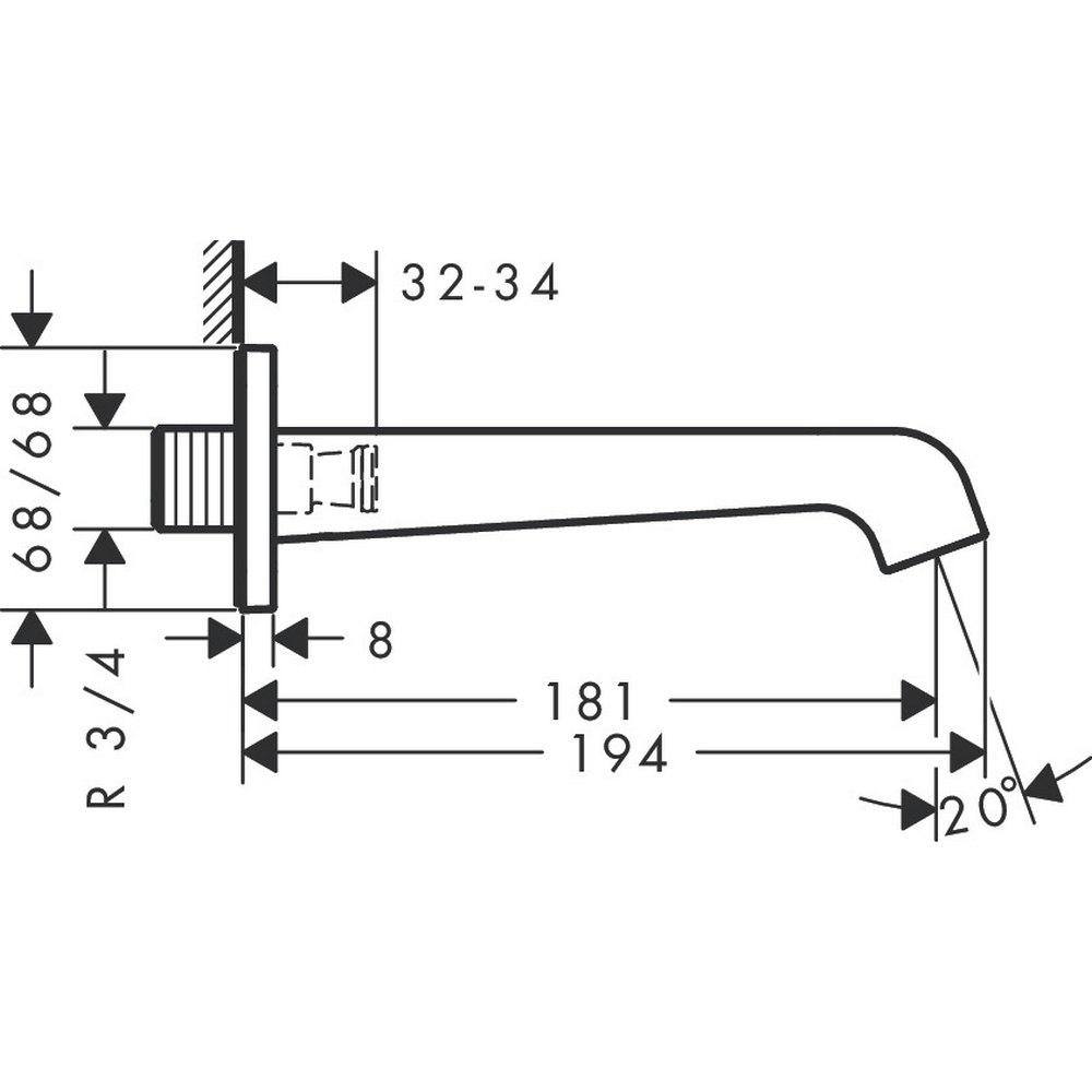 Badkarspip Axor Citterio 180 mm