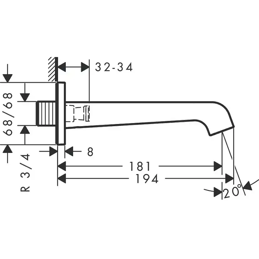 Badkarspip Axor Citterio 180 mm