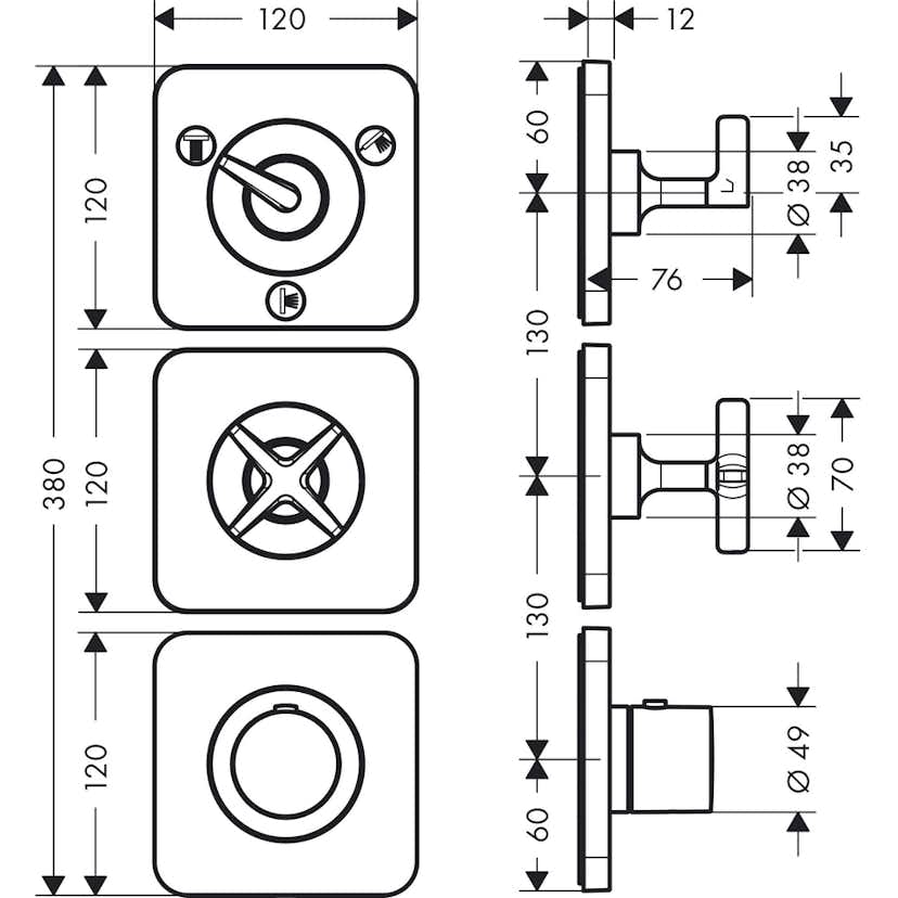 Duschblandare Axor Citterio E 3-utlopp