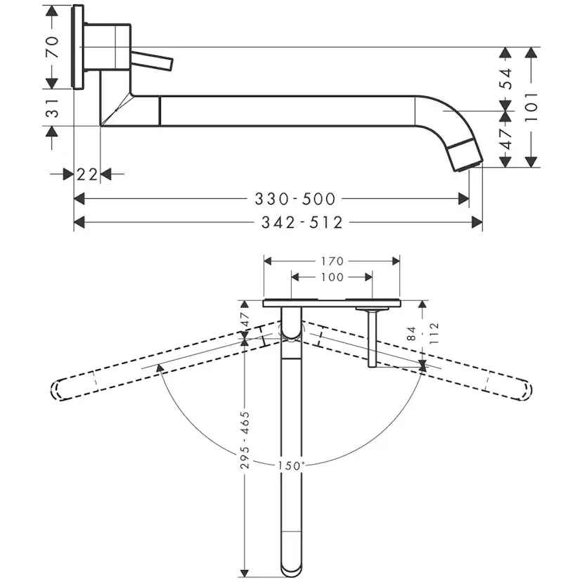 Köksblandare Axor Uno För Vägg