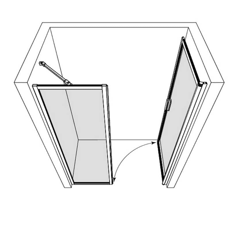 Duschdörr Hietakari Bläk 740 New York Nisch Fast Vägg och Vändbar Dörr