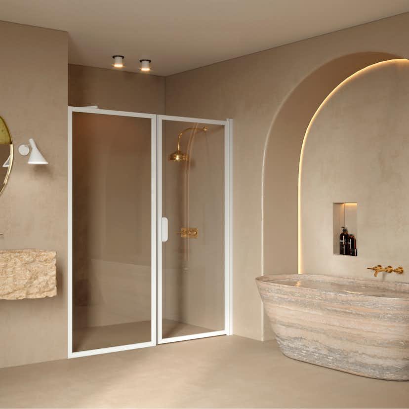 Duschdörr Hietakari Bläk 740 New York Nisch Fast Vägg och Vändbar Dörr