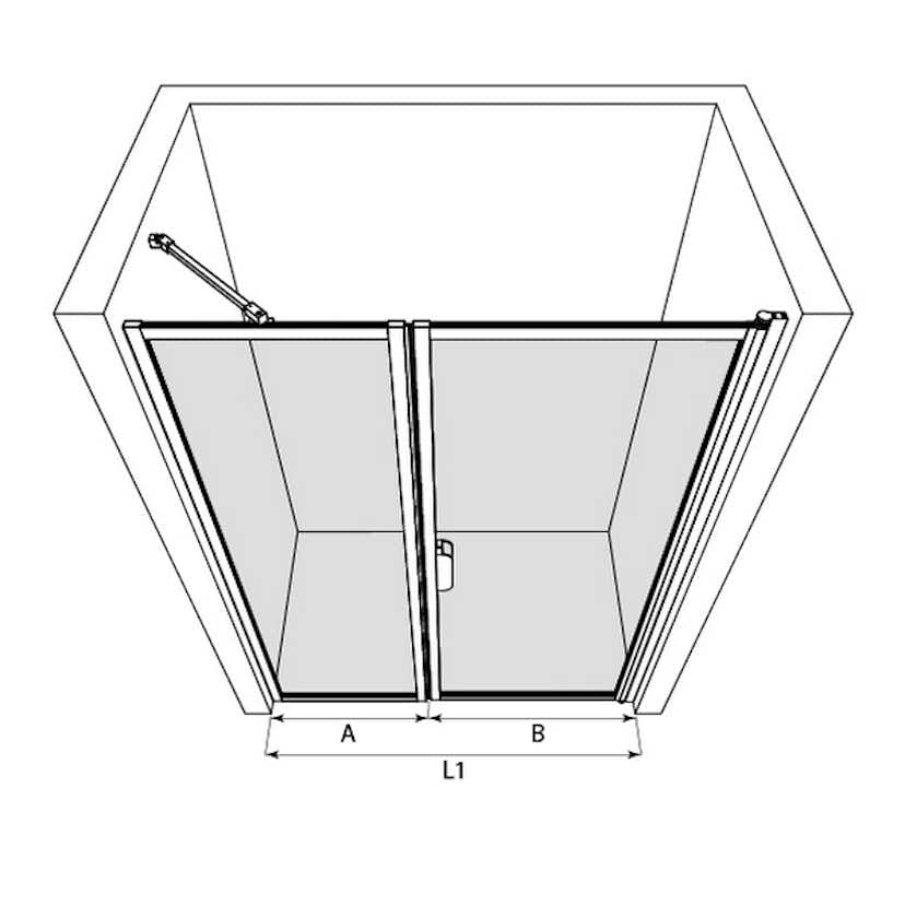 Duschdörr Hietakari Bläk 740 New York Nisch Fast Vägg och Vändbar Dörr