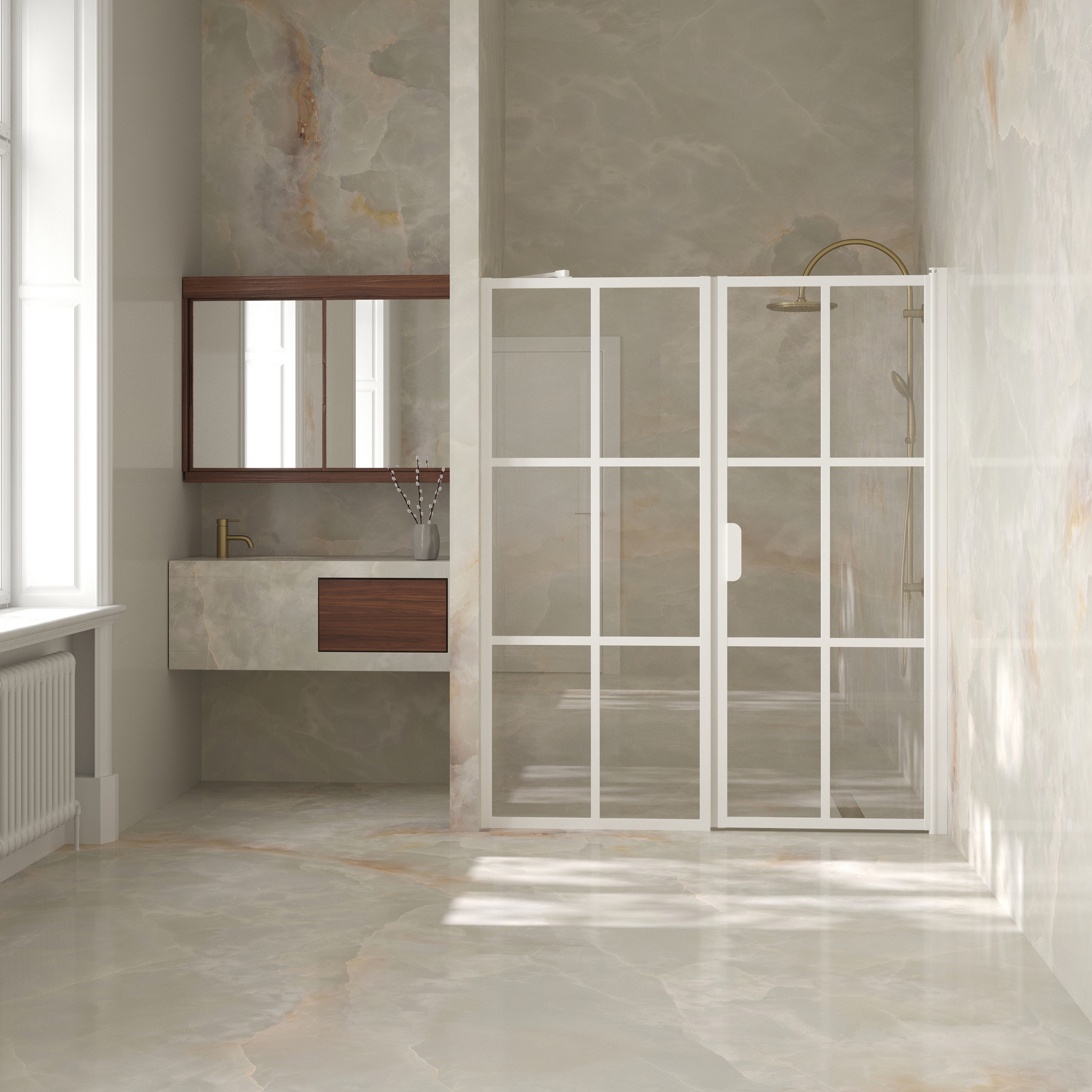 Duschdörr Hietakari Bläk 750 Paris Nisch Fast Vägg och Vändbar Dörr