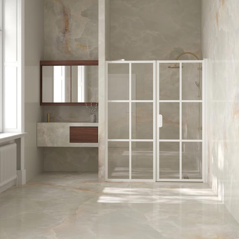 Duschdörr Hietakari Bläk 750 Paris Nisch Fast Vägg och Vändbar Dörr