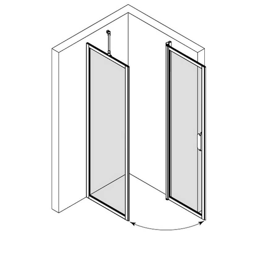 Duschhörn Hietakari Bläk 755 New York Fast Vägg och Vändbar Dörr