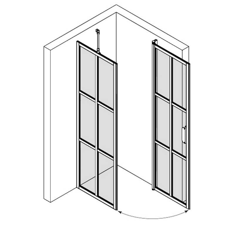 Duschhörn Hietakari Bläk 765 Paris Fast Vägg och Vändbar Dörr