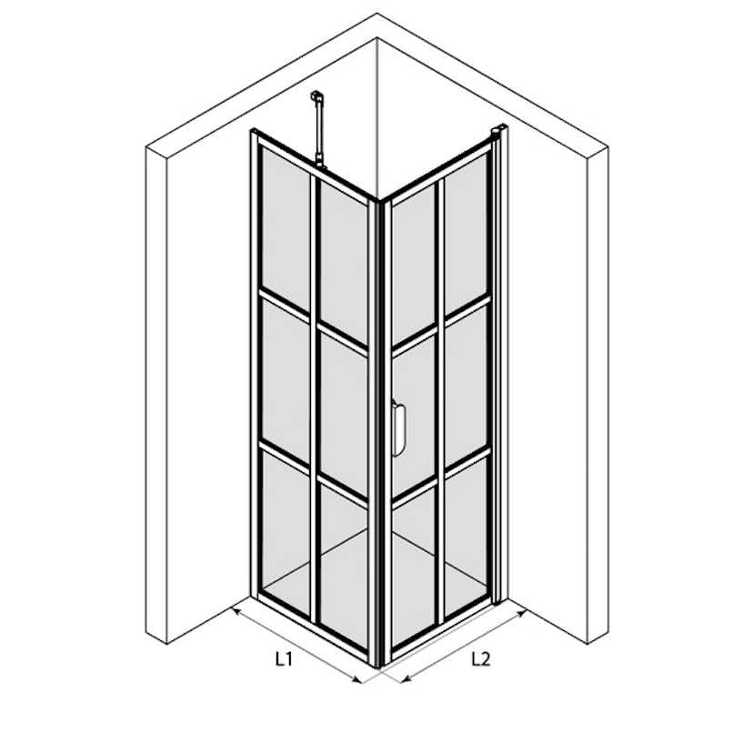 Duschhörn Hietakari Bläk 765 Paris Fast Vägg och Vändbar Dörr