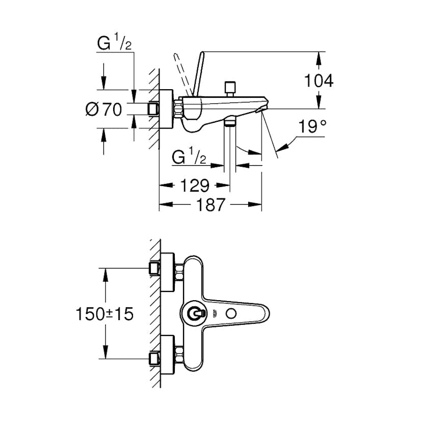 Badkarsblandare Grohe Eurodisc Joy 23431