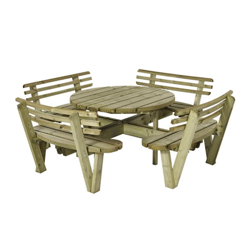 Picknickbord PLUS Runt med Ryggstöd Utomhus