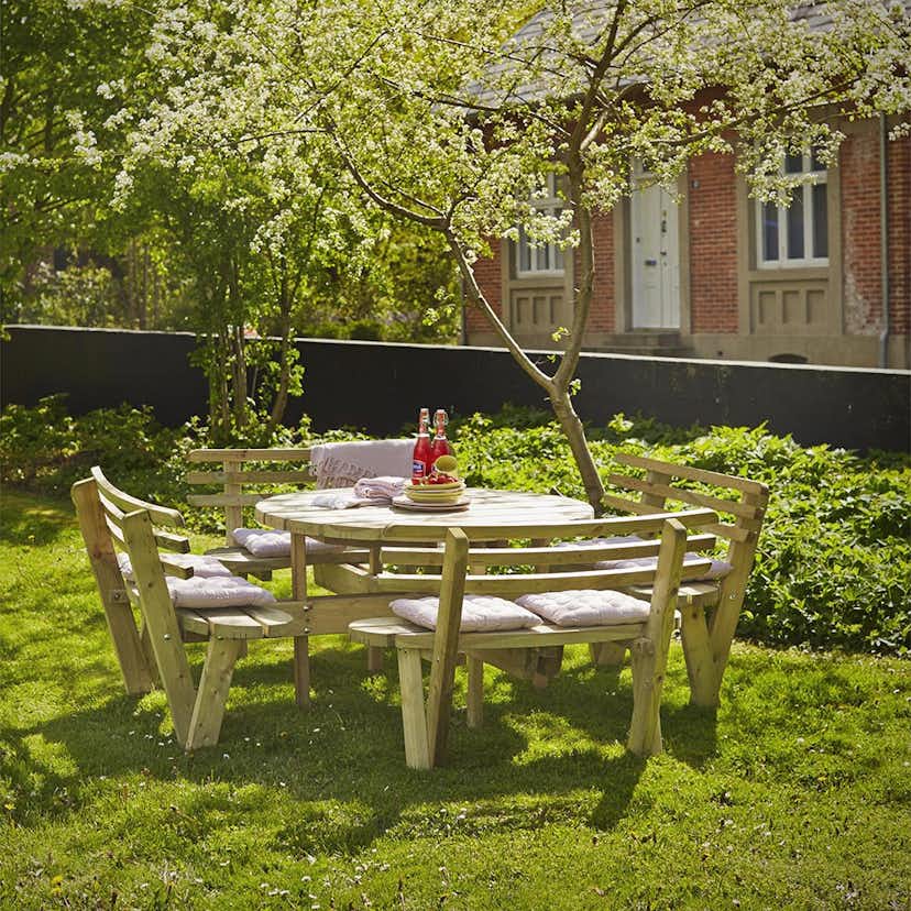 Picknickbord PLUS Runt med Ryggstöd Utomhus