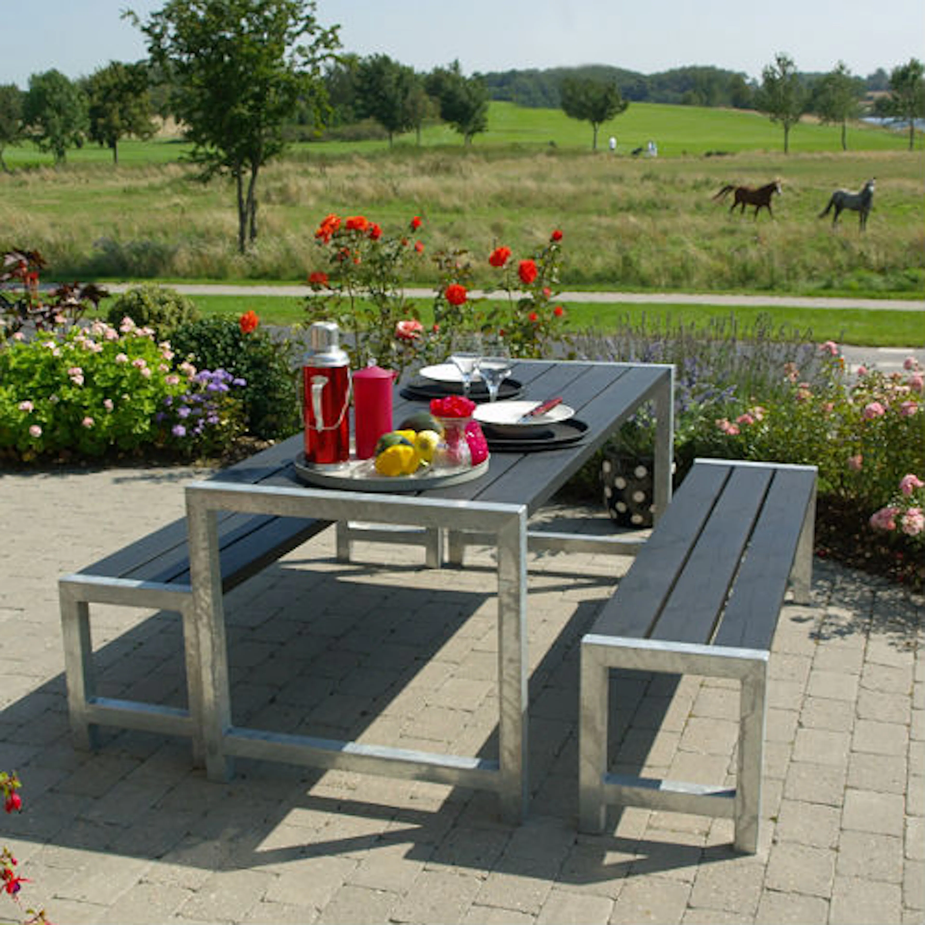 Bänkset Utomhus PLUS Svart