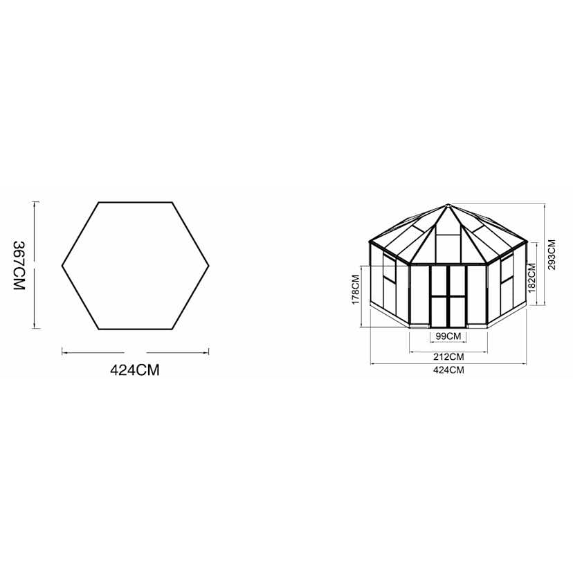 Växthus Lyfco Gazebo 12,7 m² Premium 4 mm Säkerhetsglas