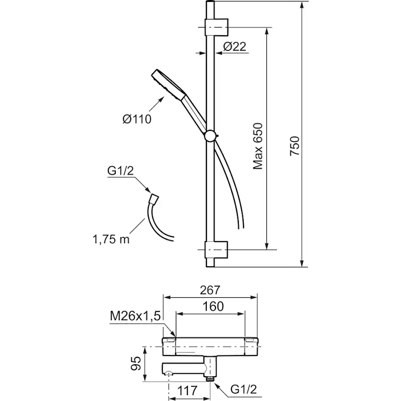 Duschset Mora MMIX II med Badkarsblandare