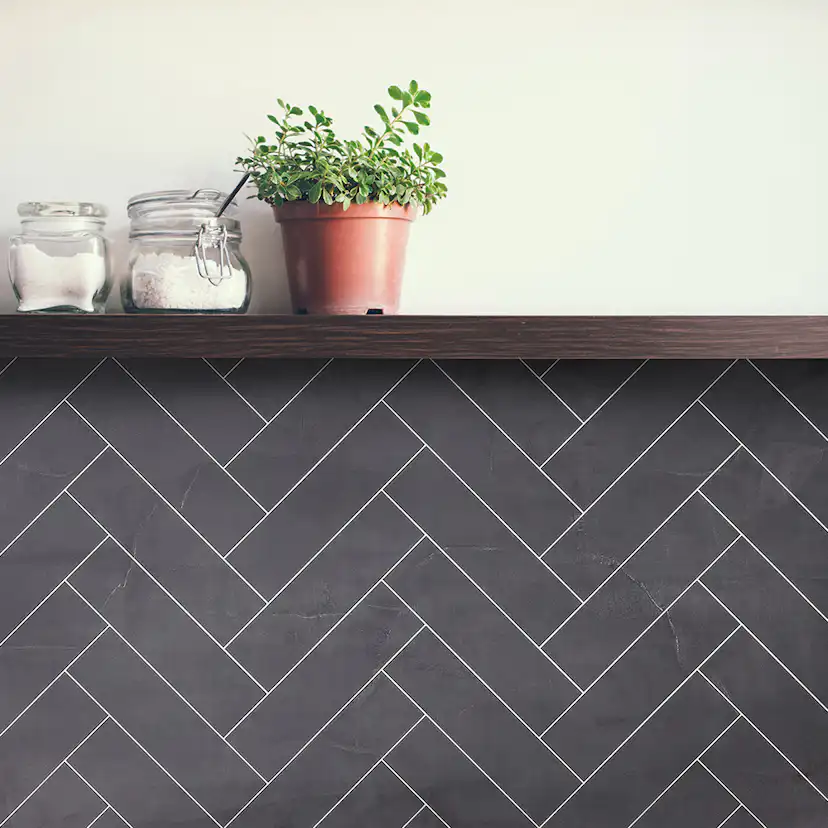 Väggskiva BerryAlloc Kitchen Wall Svart Kalk Fiskben