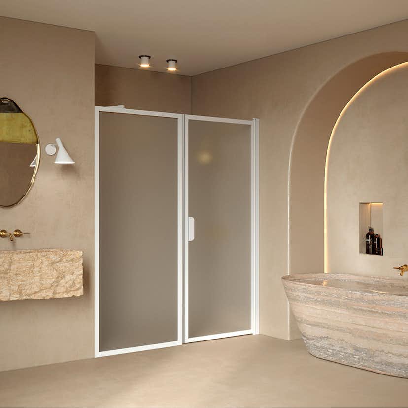 Duschdörr Hietakari Bläk 740 New York Nisch Fast Vägg och Vändbar Dörr