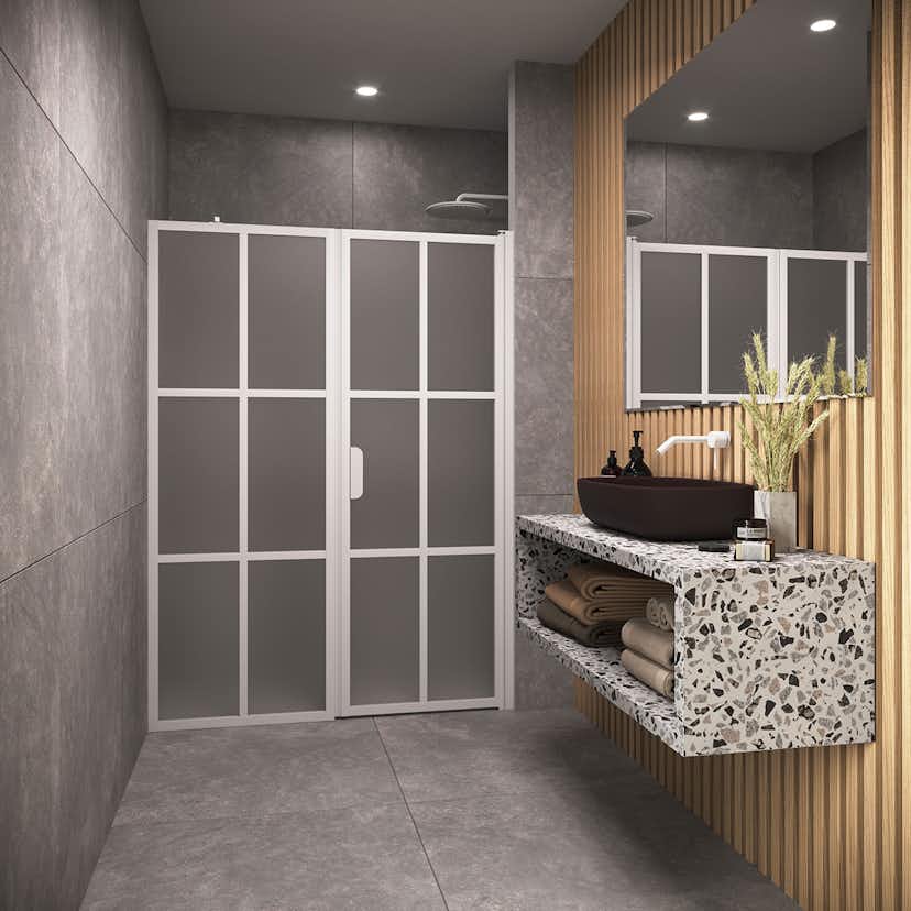 Duschdörr Hietakari Bläk 750 Paris Nisch Fast Vägg och Vändbar Dörr