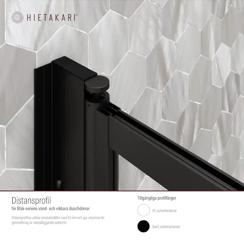 Distansprofil Hietakari för Duschvägg Bläk Vändbar/Vikbar Vit