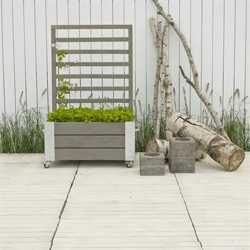 Blomlåda PLUS Cubic med Spalje Gråbrun 87x50x130 cm