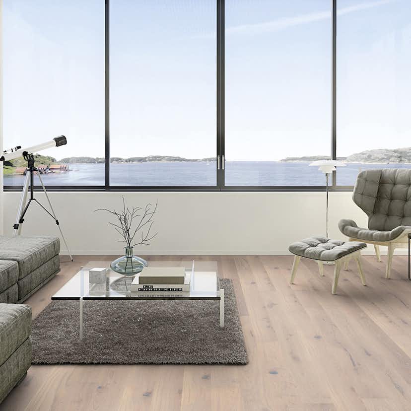 Parkettgolv Boen Ek Vivo 1-Stav Pale White Borstad Ultra Matt Lack