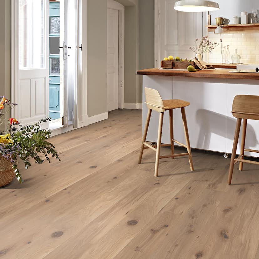 Trägolv Boen Ek Vivo Live Pure, Ultramattlackat 1-Stavs Parkettgolv