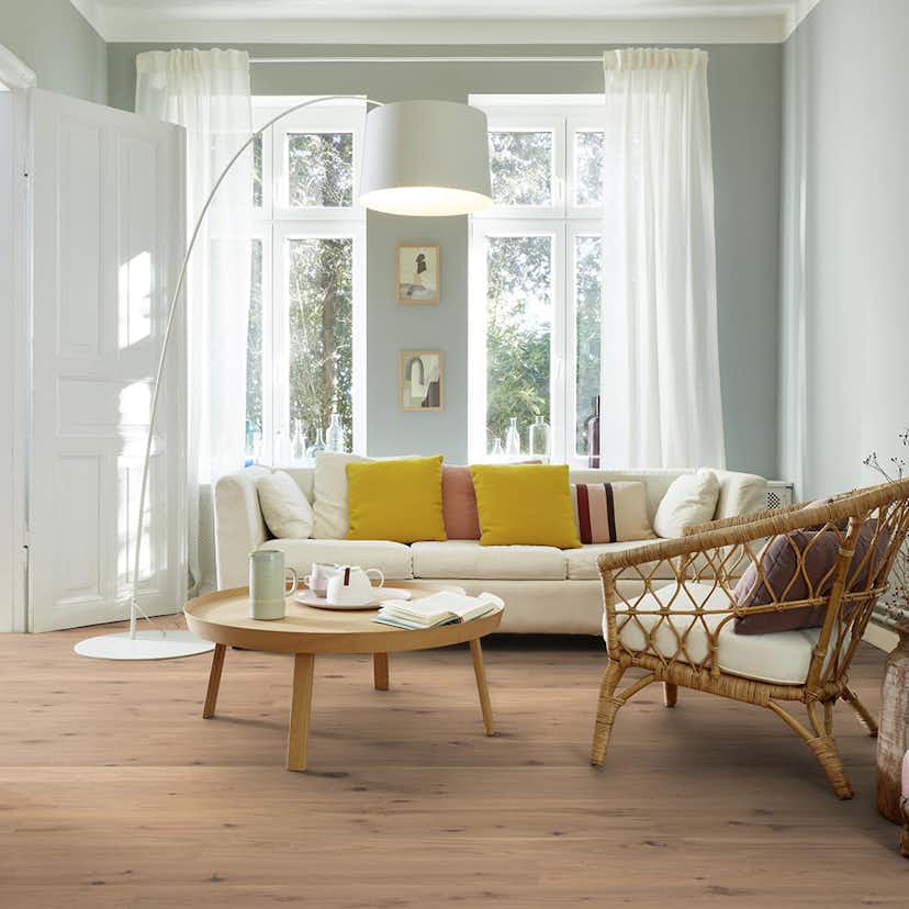 Trägolv Boen Ek Vivo Live Pure, Ultramattlackat 1-Stavs Parkettgolv