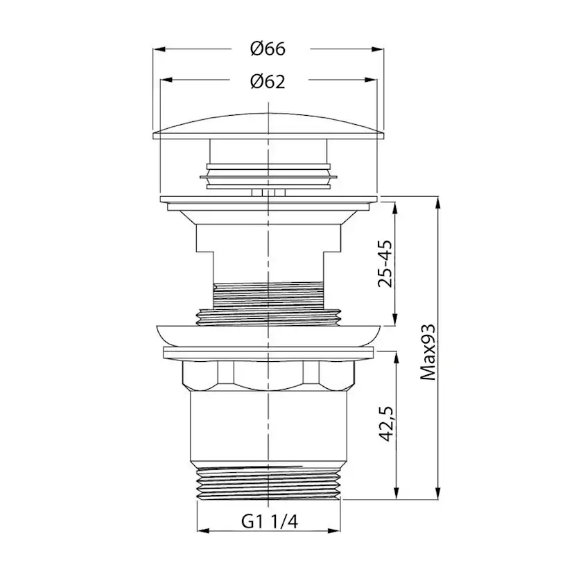 Bottenventil Hafa För Bräddavlopp Krom