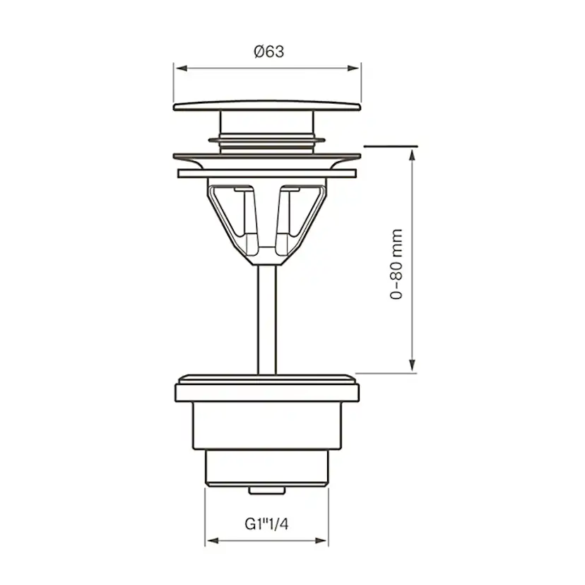 Bottenventil Tapwell 74200 Universal Pop-up Krom