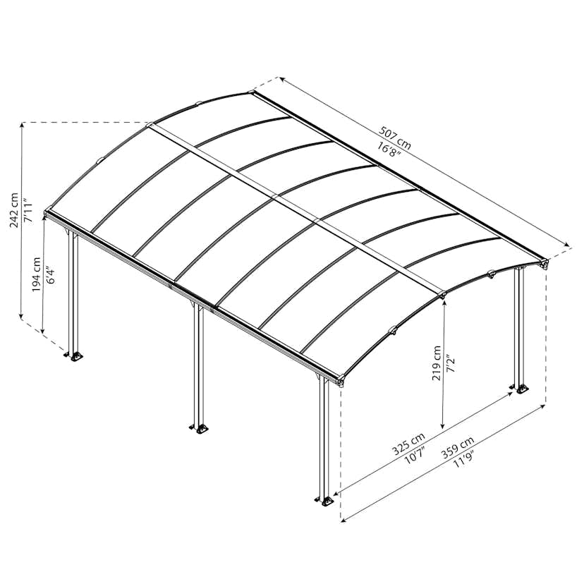 Carport gop Arcadia 18 m2 Grey