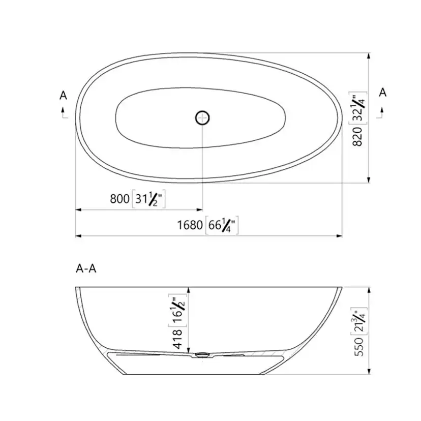 Badkar Strømberg Castel 1680 mm