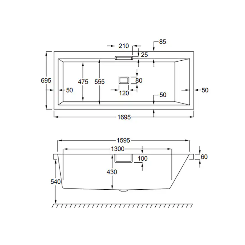 Badkar Strømberg Celsius 1700 mm