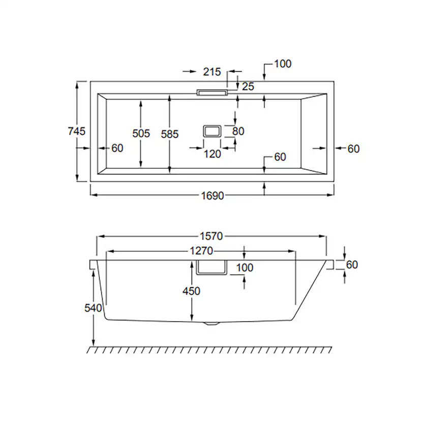 Badkar Strømberg Celsius 1700 mm