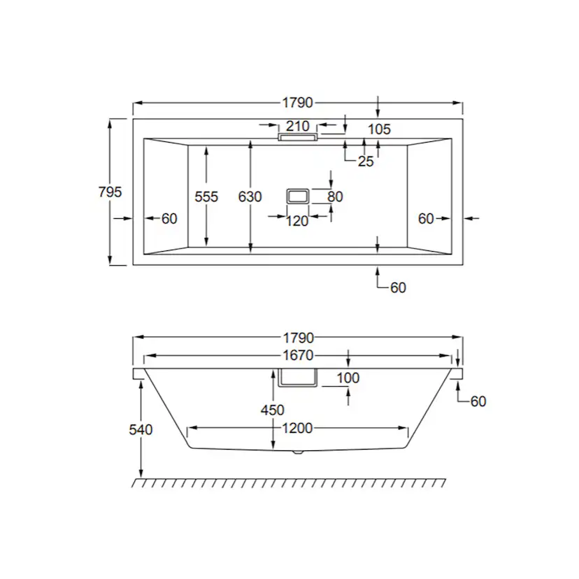 Badkar Strømberg Celsius 1800 mm