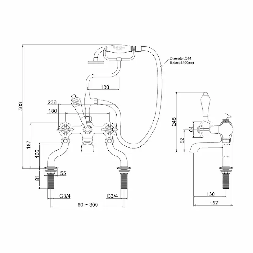 Badkarsblandare Burlington CL15 Anglesey