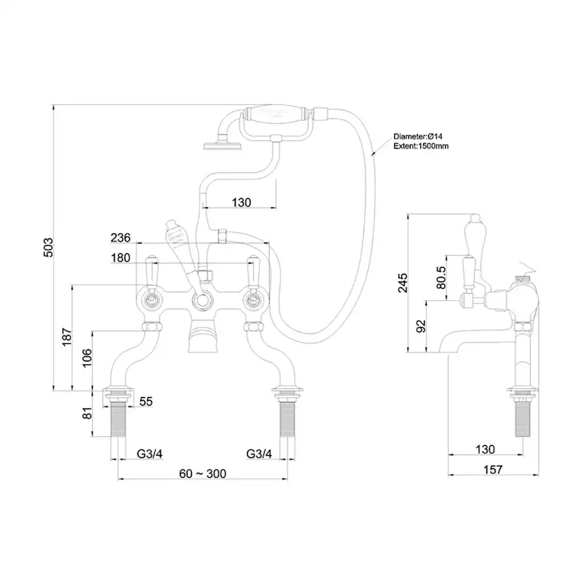 Badkarsblandare Burlington CL15 Kensington