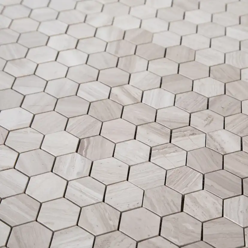 Natursten ArtStone Woodlight Gravin Hexagon Polerad 5x5 cm