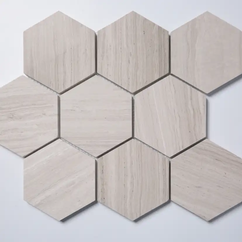 Natursten ArtStone Woodlight Gravin Hexagon Polerad 10x10 cm