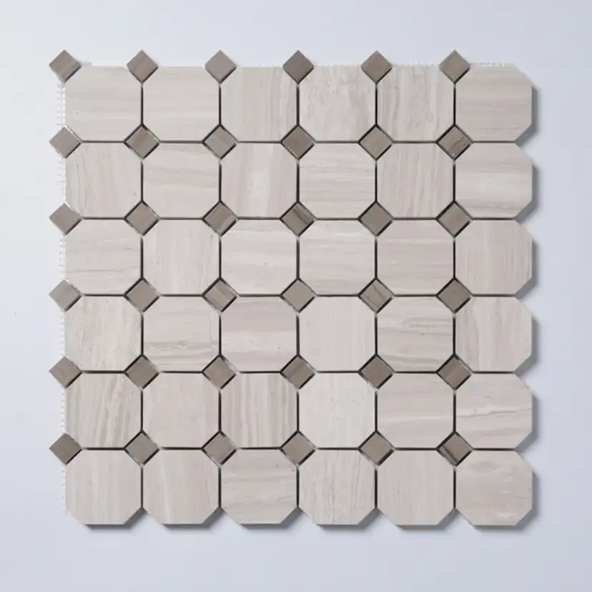 Natursten ArtStone Woodlight Gravin Octagon Polerad 5x5 cm