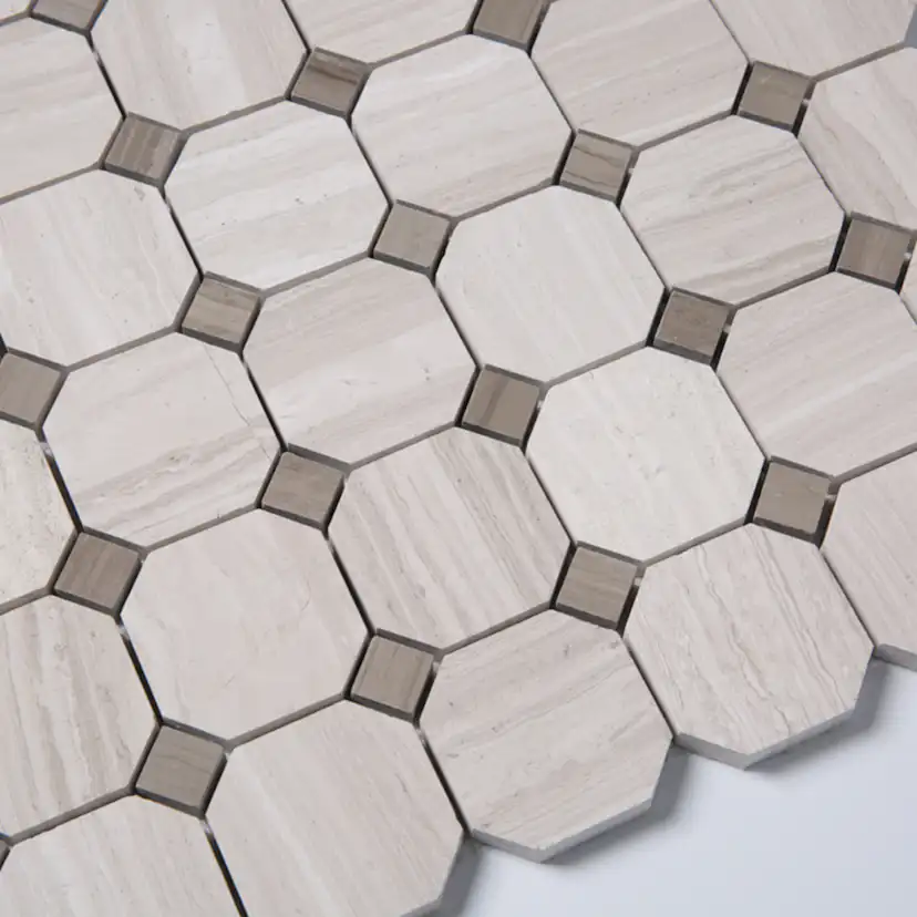 Natursten ArtStone Woodlight Gravin Octagon Polerad 5x5 cm