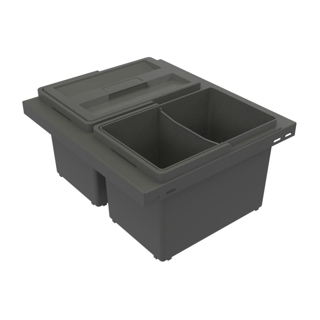 Källsorteringskärhållare Beslag Design Cube Basic Low 400 Mörkgrå