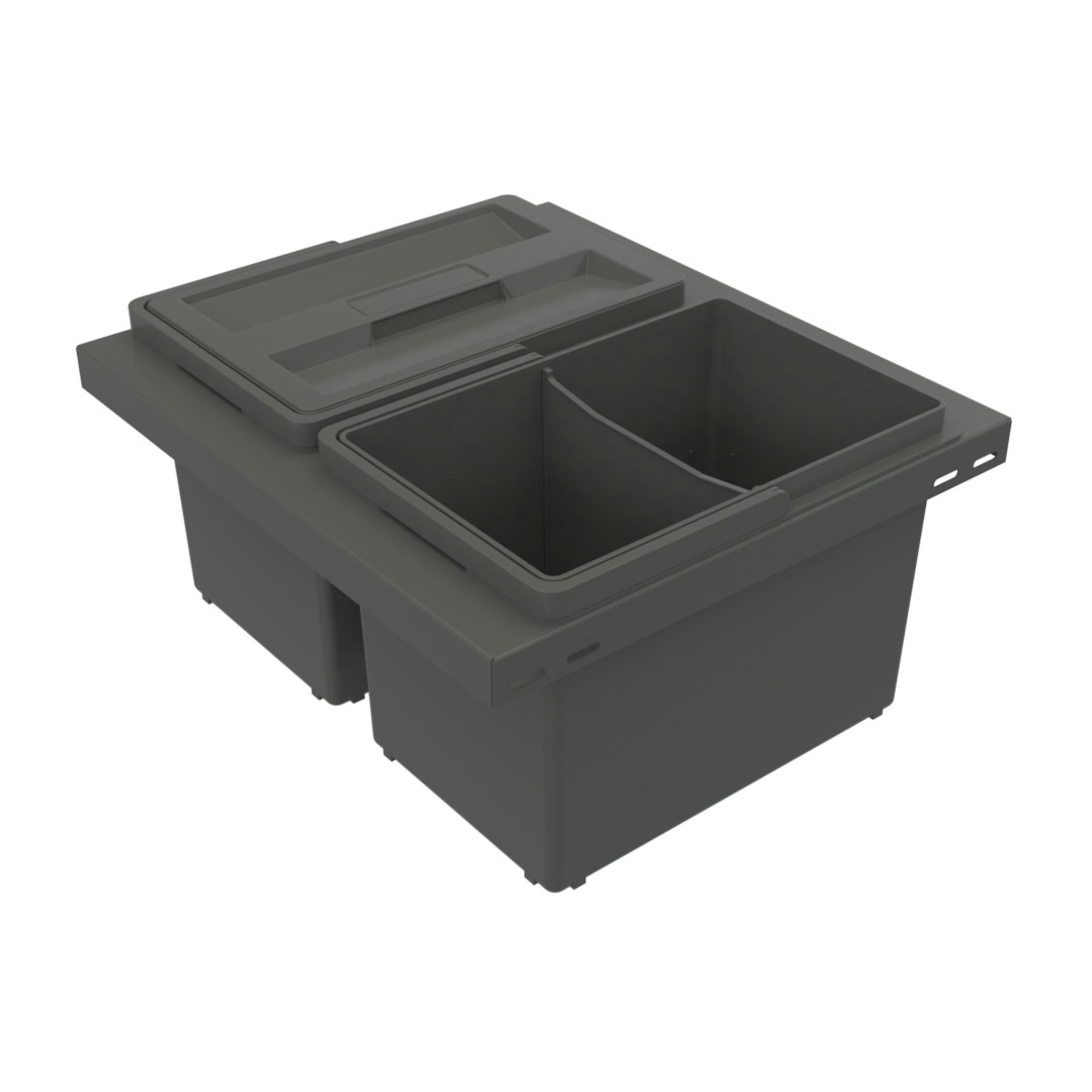 Källsorteringskärhållare Beslag Design Cube Basic Low 400 Mörkgrå