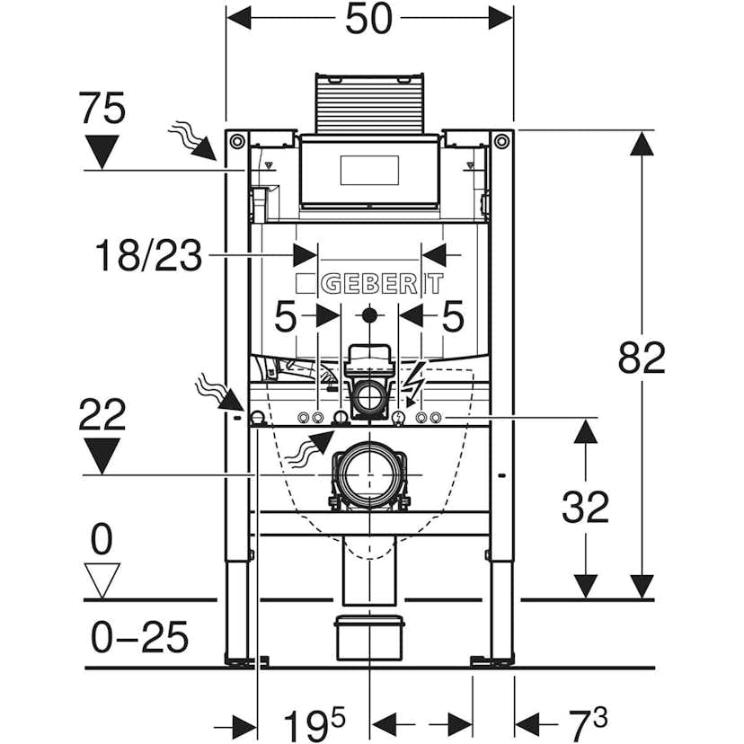 WC-fixtur Geberit Duofix Omega 82 cm för Inbyggnad