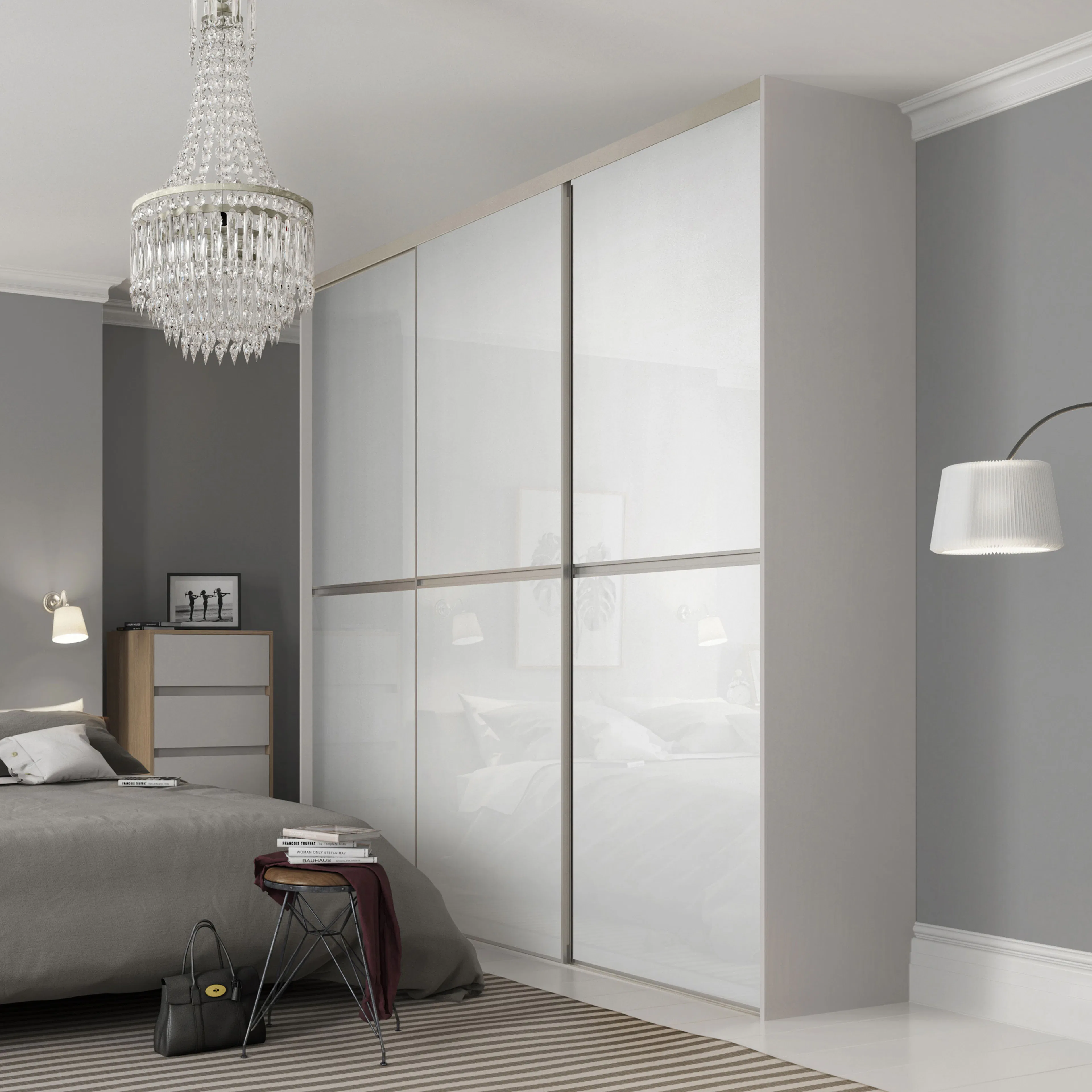 Skjutdörr Lundbergs Decotique Vitt Glas 2 Paneler