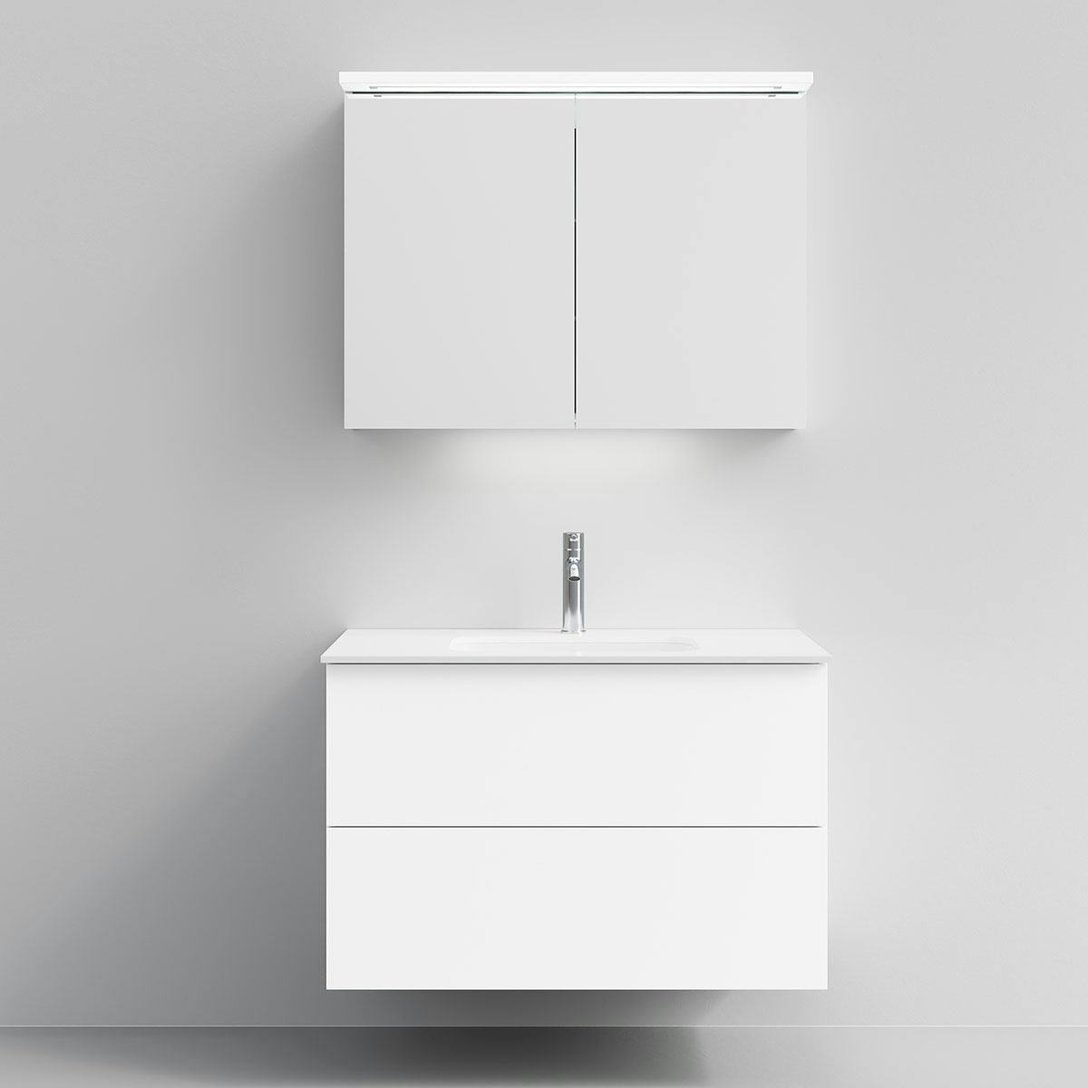 Tvättställsskåp Temal Astra med Tvättställ Onni och Spegelskåp Highlight