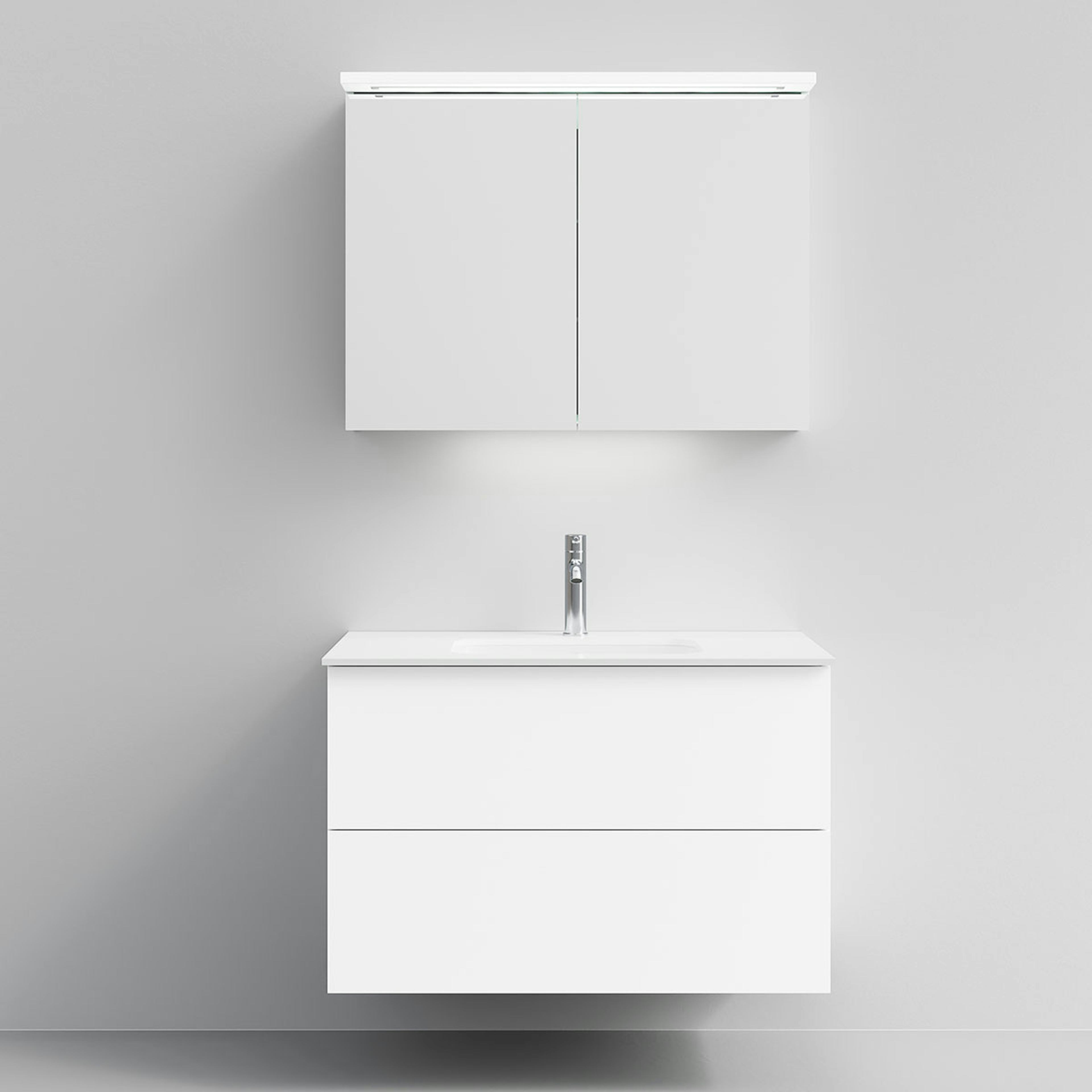 Tvättställsskåp Temal Astra med Tvättställ Onni och Spegelskåp Highlight