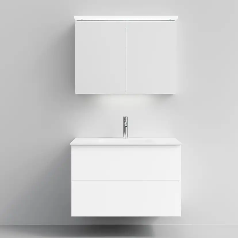 Tvättställsskåp Temal Astra med Tvättställ Onni och Spegelskåp Highlight