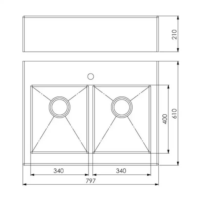 Diskho Nordic Tech Radius Solid 800 Rostfri Stål Diskho Kök 80cm