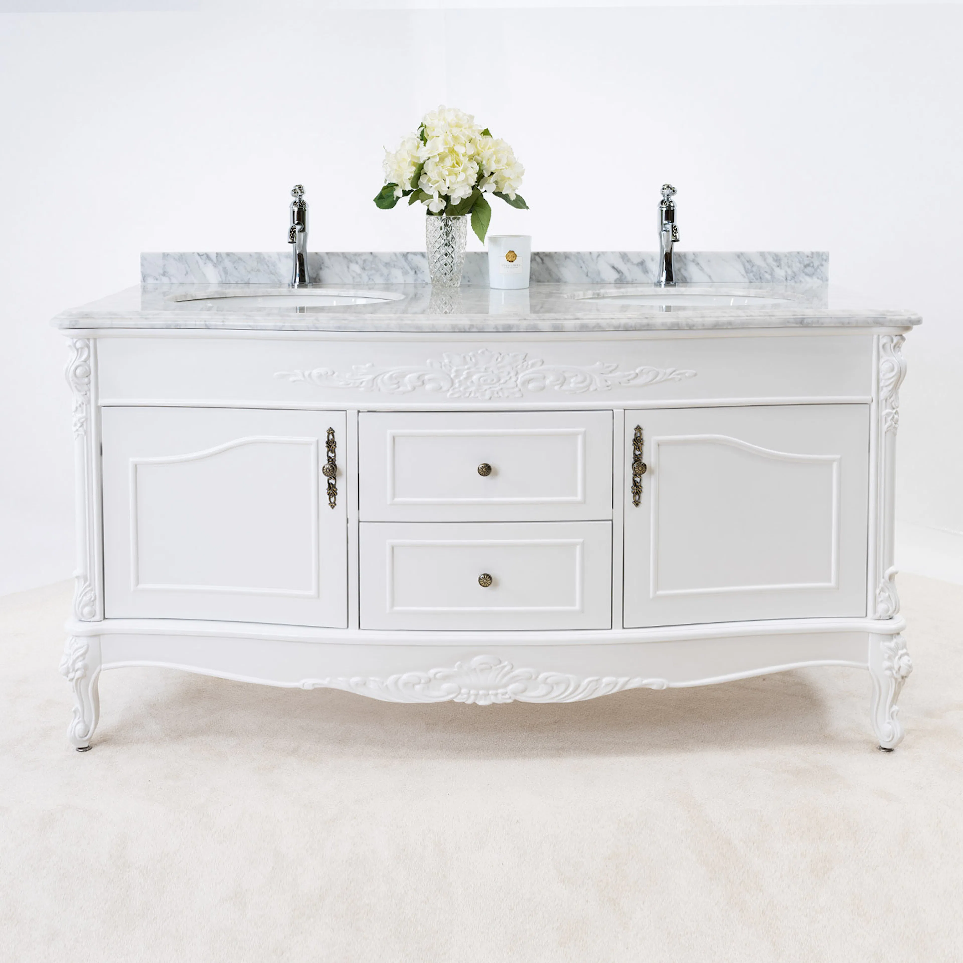 Tvättställsskåp Vesani Ottawa Dubbel Vit Marmor